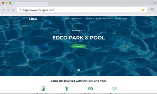 screen capture of EDCO Park & Pool website home page