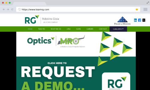 screen capture of Robbins Gioia's website home page